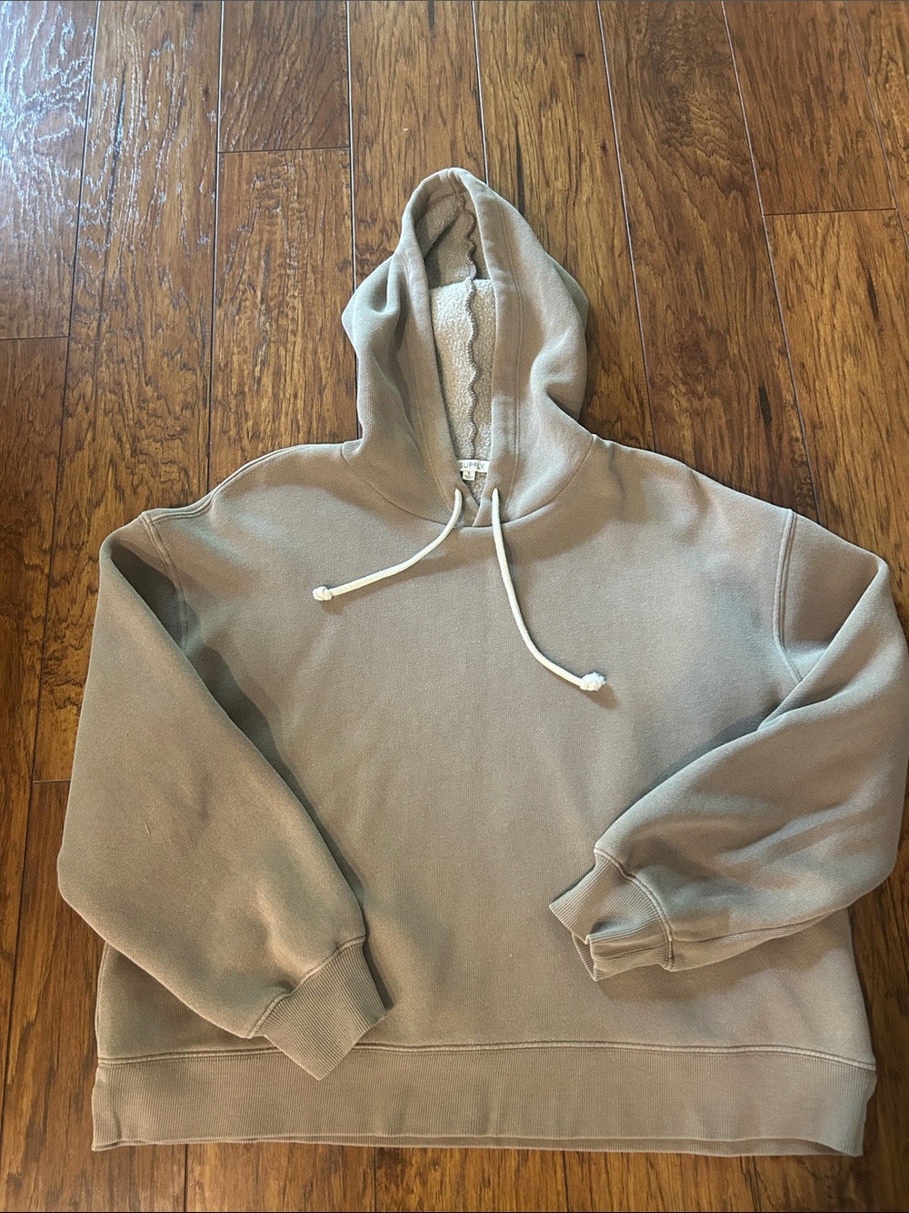 Z Supply Taupe Hooded Pullover Sweatshirt